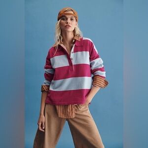 Maeve Pink and Blue Striped Sweater
